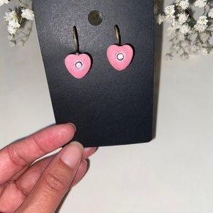 Handmade Pink Heart Earrings With Back Lever